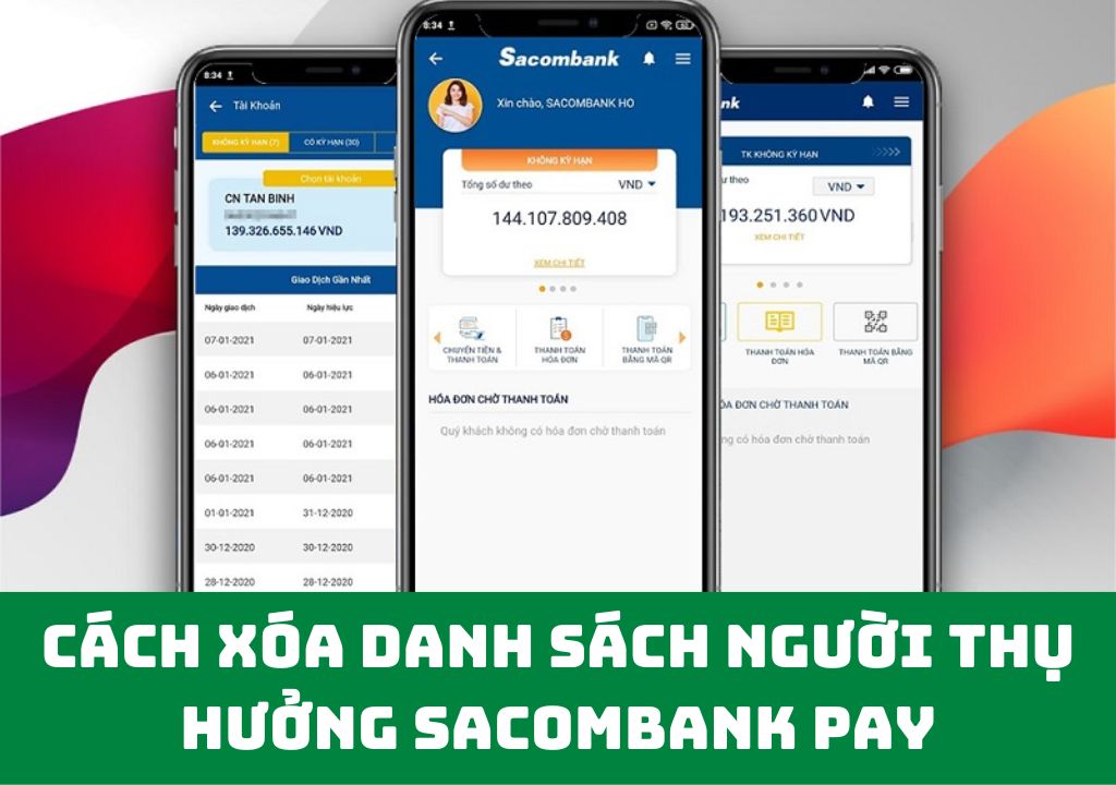 2 cách xóa danh sách người thụ hưởng Sacombank Pay